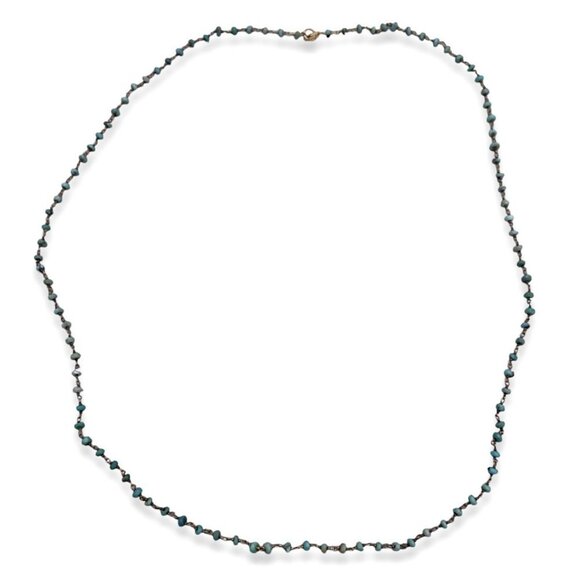 14k Gold Filled Faceted Turquoise Beads Necklace Gold Tone Wired Chain - Picture 2 of 6